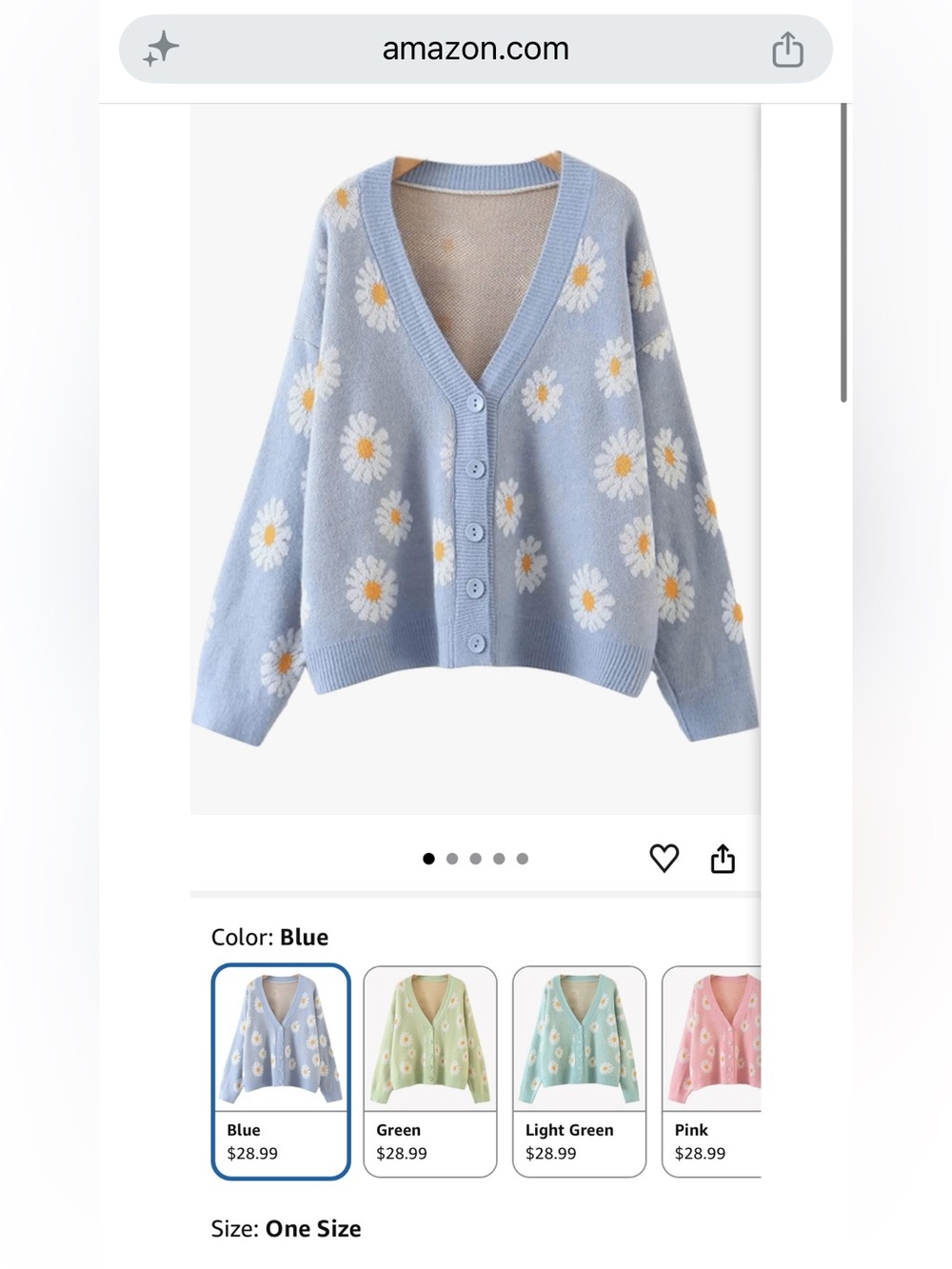 Blue Daisy Knit Button-Up Cardigan Sweater